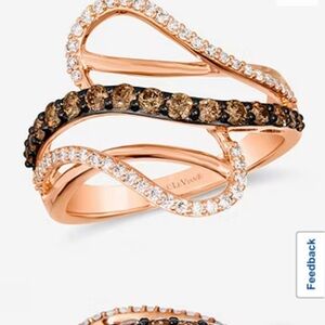 LeVian 14k rose gold chocolate diamond ring sz 7